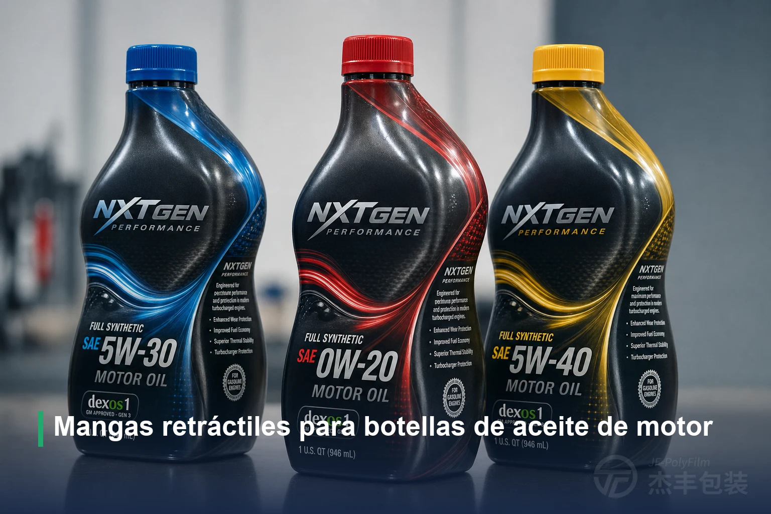 Mangas retráctiles para botellas de aceite de motor